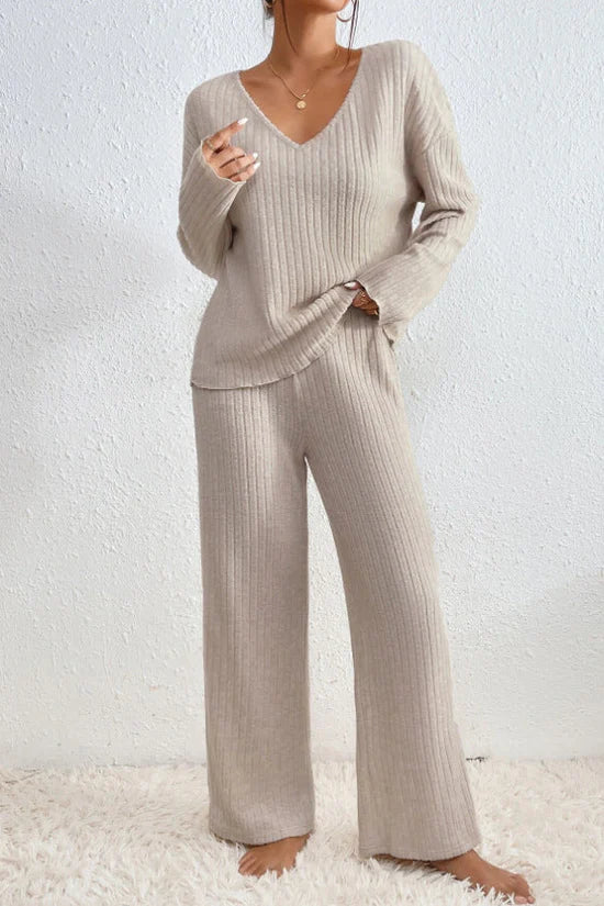 Callie | Conjunto de estar por casa de dos piezas en canalé para mujer