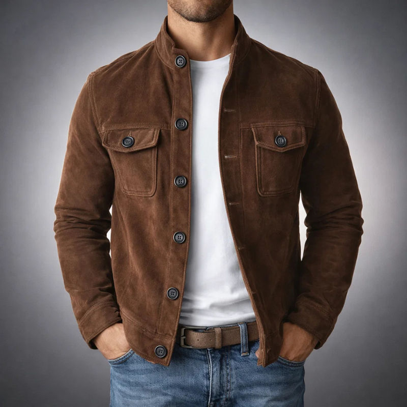 Chaqueta camisera de hombre efecto ante con bolsillos