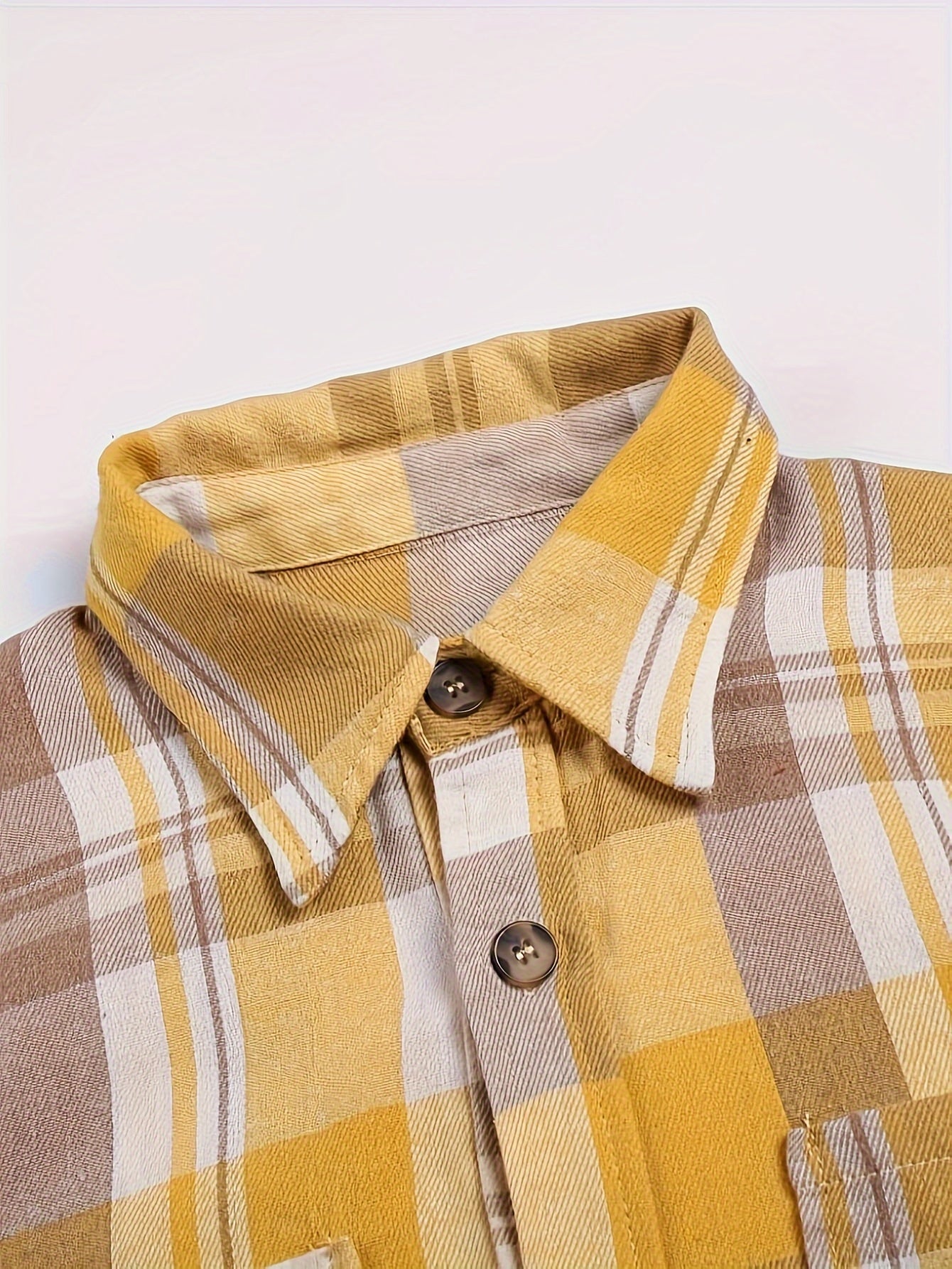 Camisa de poliéster a cuadros con botones para estilo casual