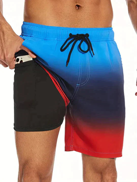 Bañador hombre doble capa con compresión y cordón playa