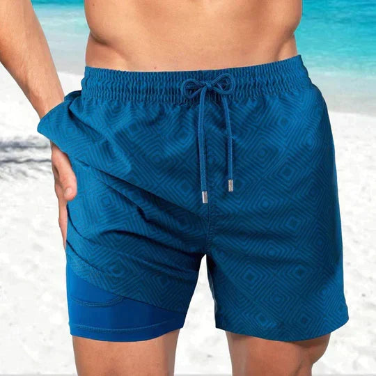 Bañador hombre doble capa con compresión y cordón playa