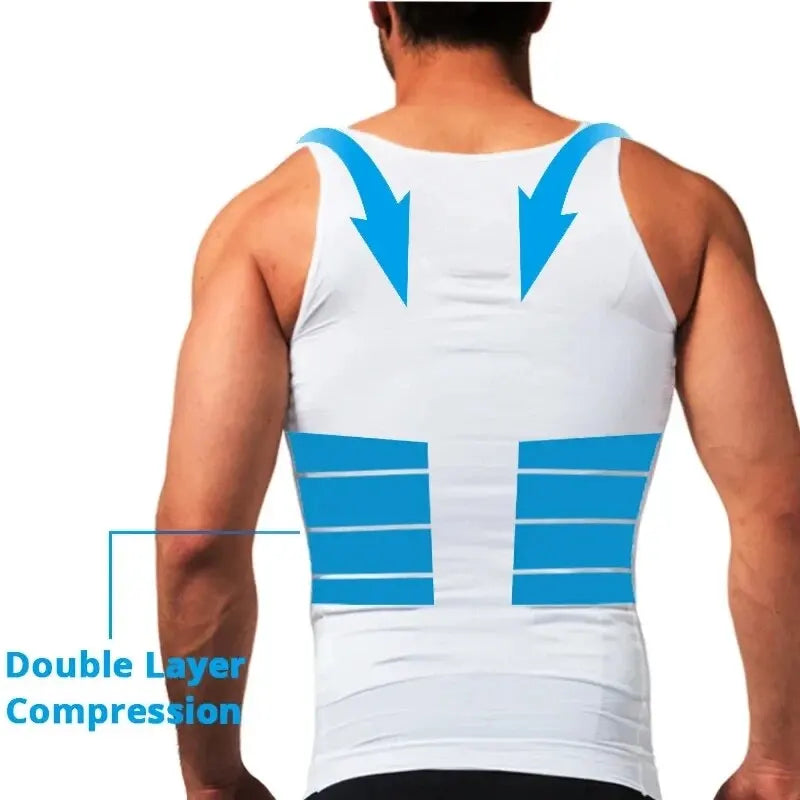Camiseta compresiva hombre sin costuras para control abdominal