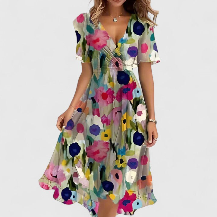 Anais | Vestido corto floral con mangas de volante