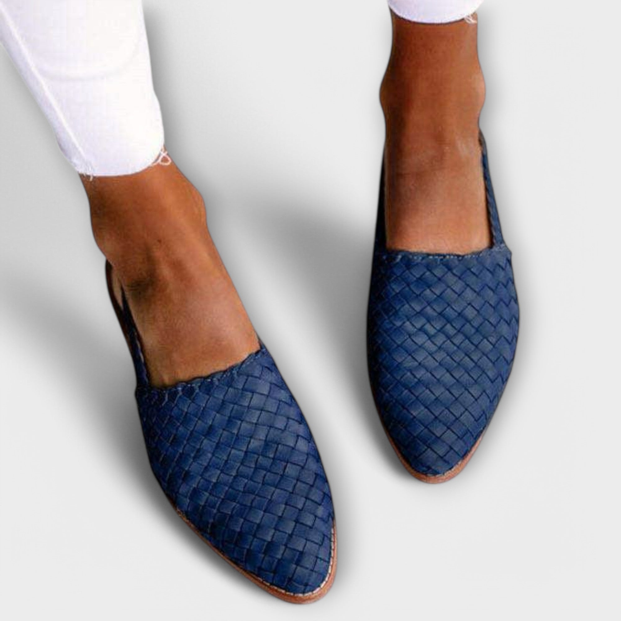 Mocasines trenzados de mujer con tacón abierto