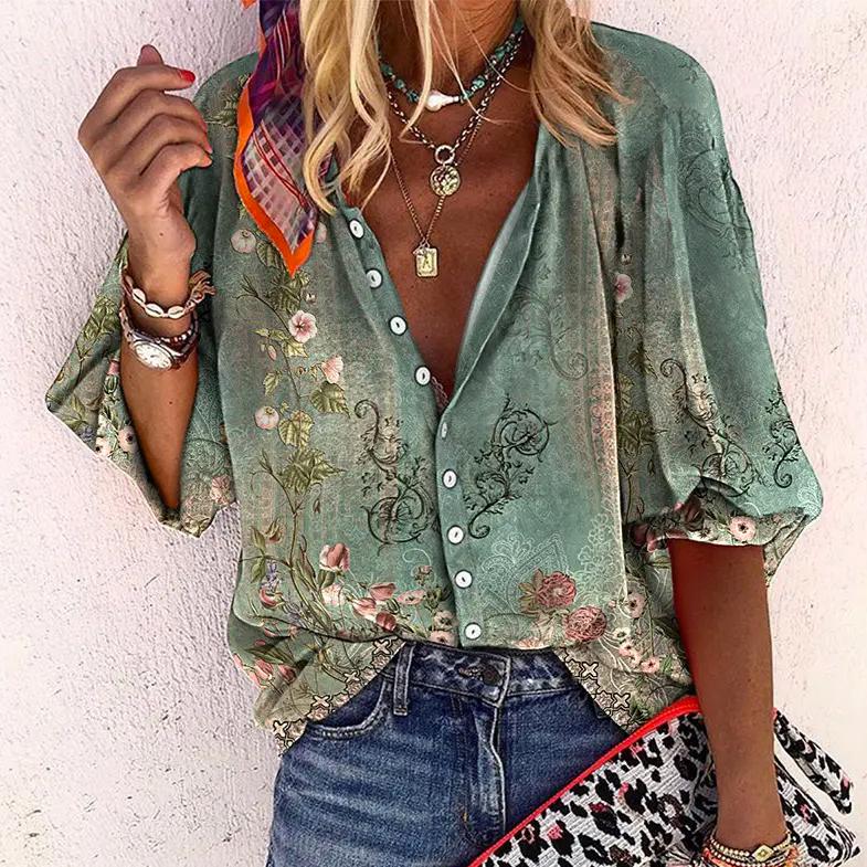 Brielle | Blusa floral con botones delanteros