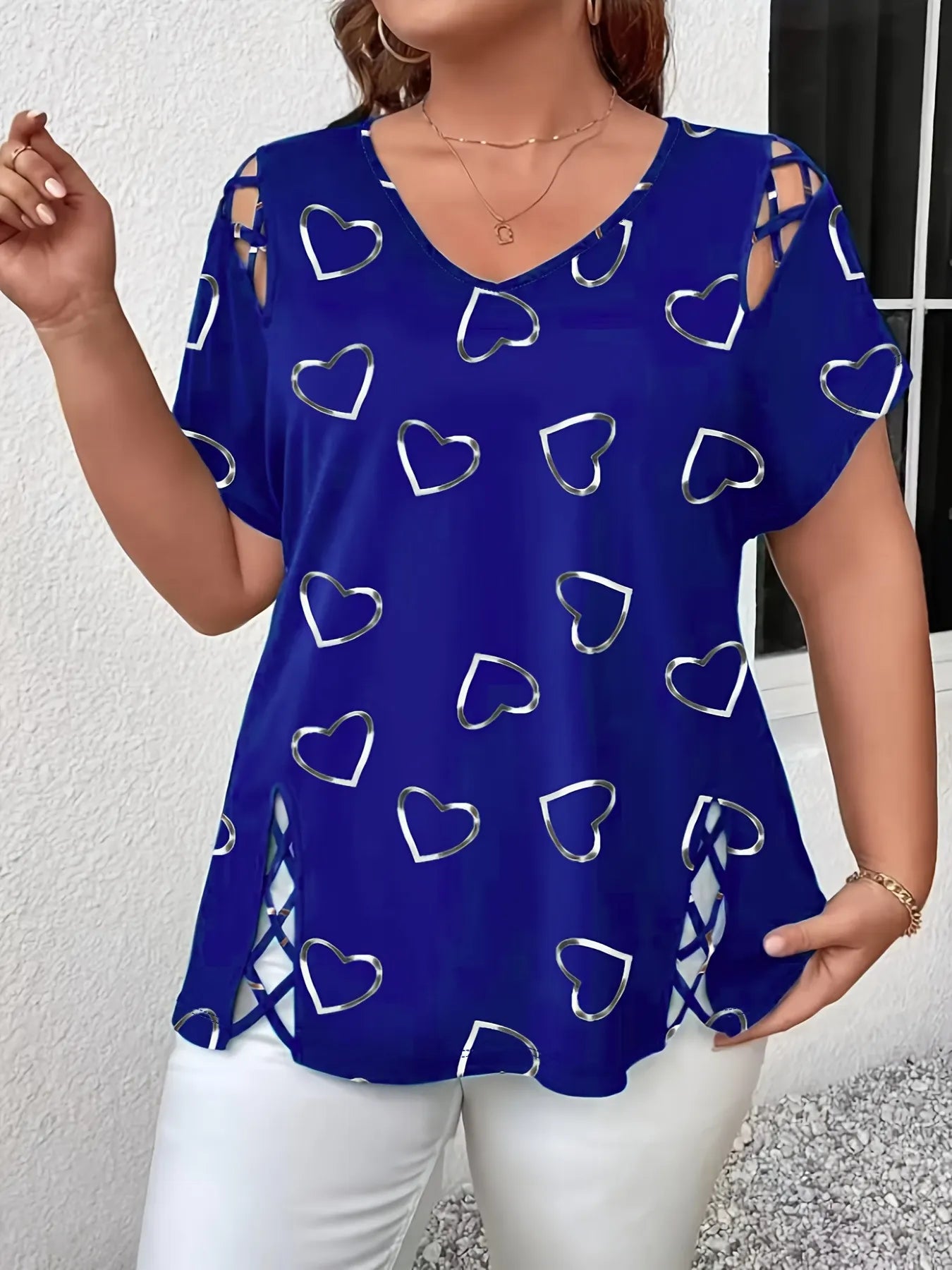 Blusa mujer con estampado tie-dye y detalles entrelazados