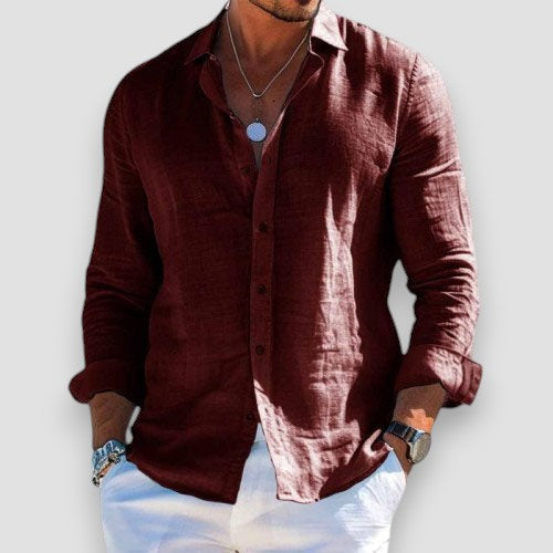 Camisa hombre ligera de algodón y poliéster para verano