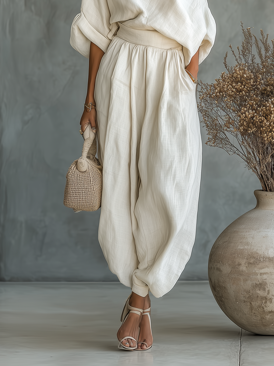 Rosalind | Conjunto de pantalón entallado con hombros descubiertos