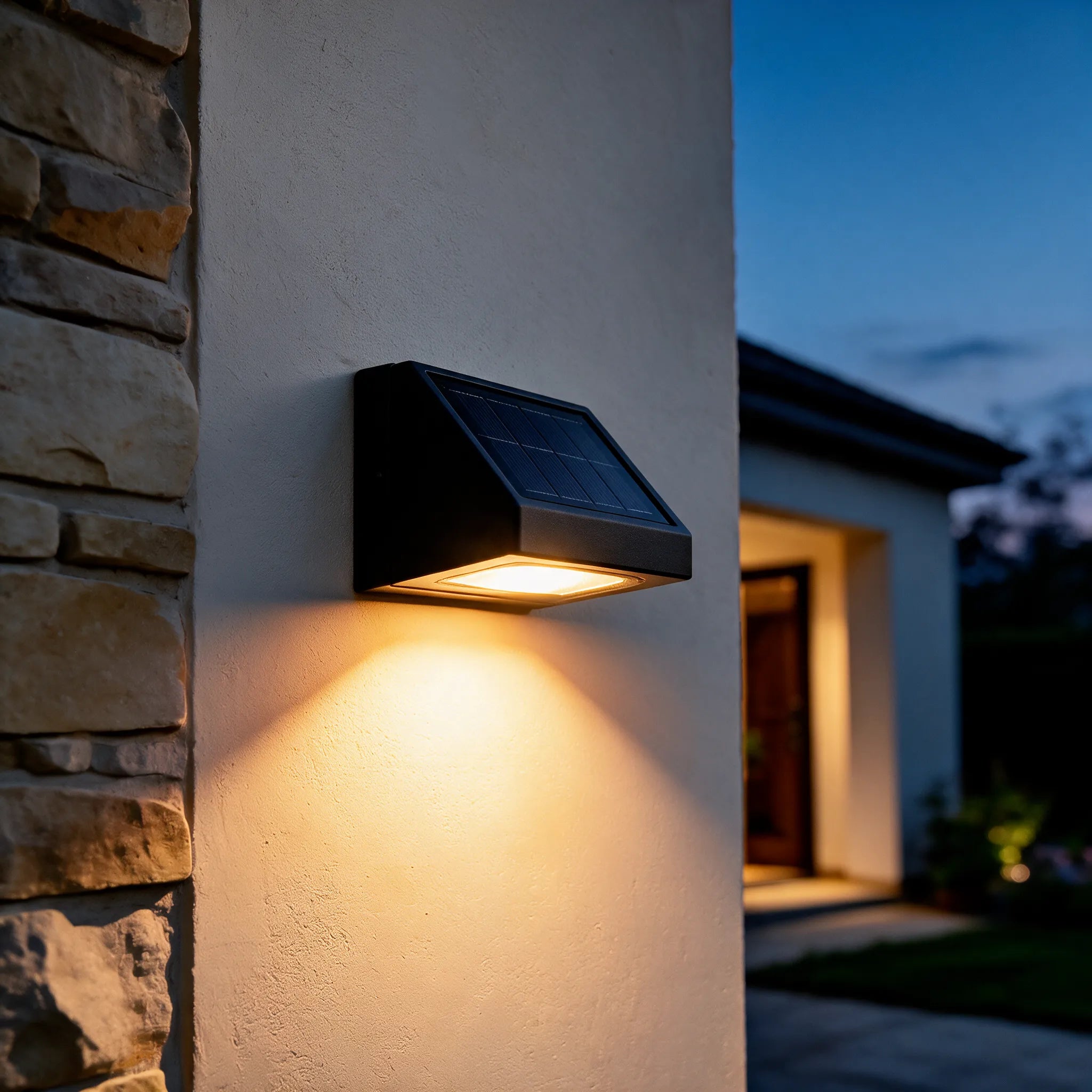 SolaraBátur · Aplique de Pared LED Solar para Exterior — detalle