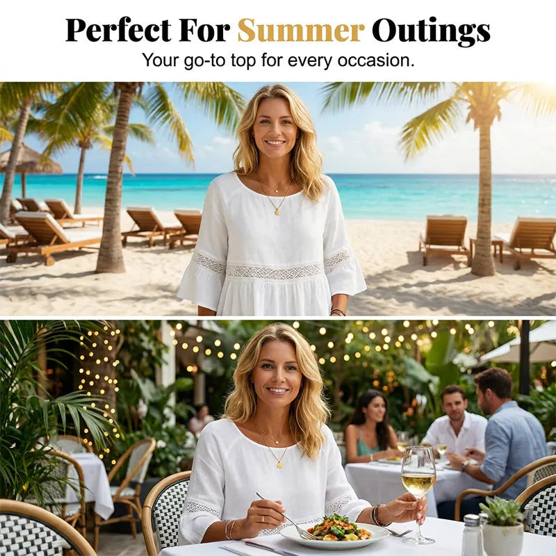 Blusa para mujer con encaje delicado y corte peplum fluido