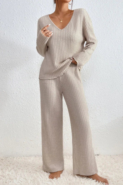 Callie | Conjunto de estar por casa de dos piezas en canalé para mujer
