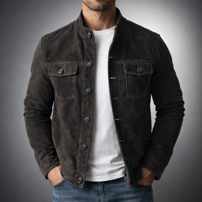 Chaqueta camisera de hombre efecto ante con bolsillos