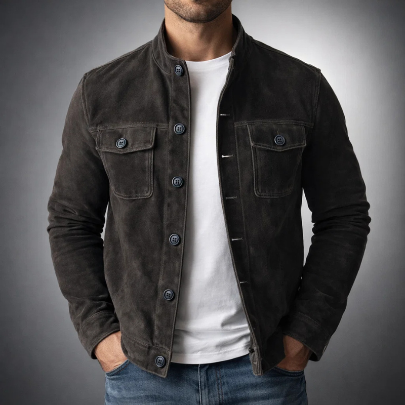 Chaqueta camisera de hombre efecto ante con bolsillos