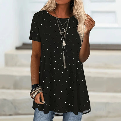 Blusa para mujer con estampado de lunares y corte en A