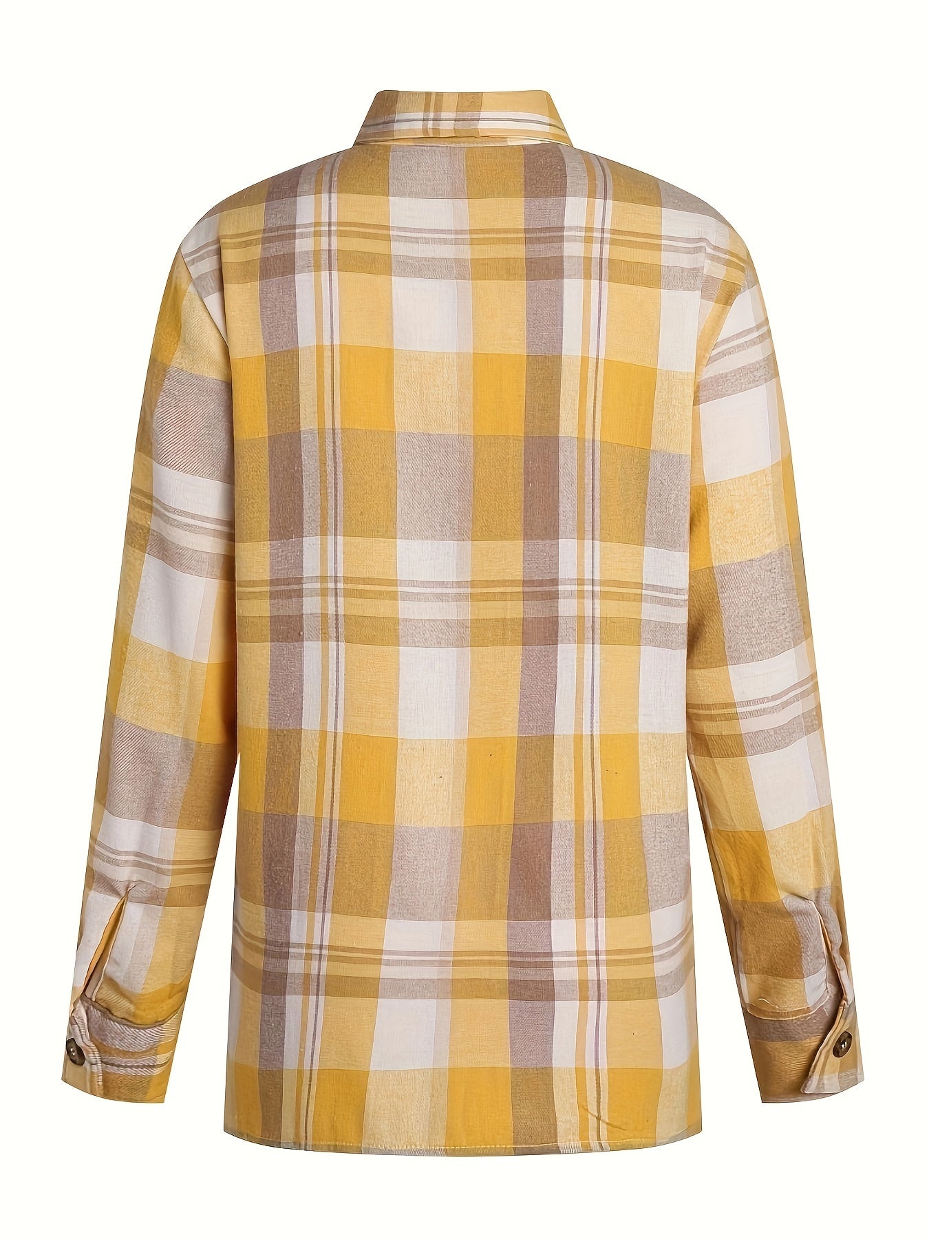 Camisa de poliéster a cuadros con botones para estilo casual