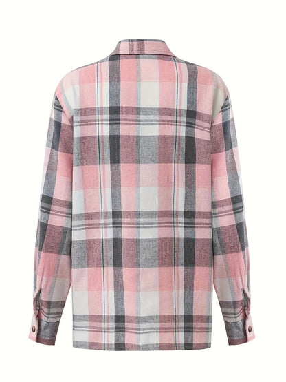 Camisa de poliéster a cuadros con botones para estilo casual