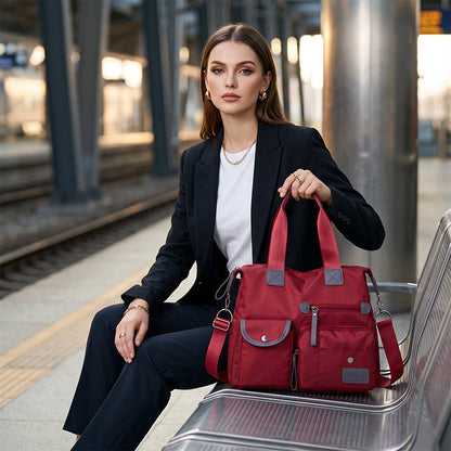 Gran bolso tote impermeable de nylon para mujer, perfecto para la escuela y el trabajo