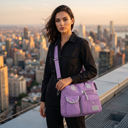 Gran bolso tote impermeable de nylon para mujer, perfecto para la escuela y el trabajo