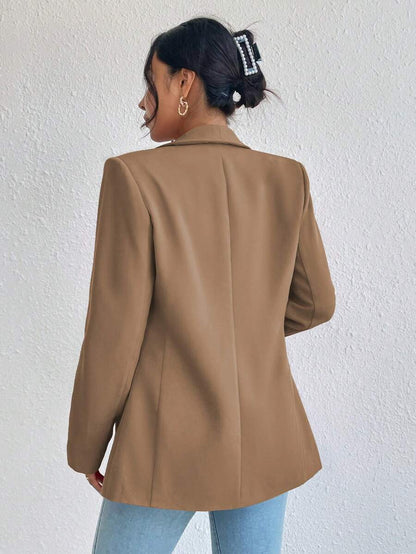 Blazer de tejido plano con solapas esmoquin y cierre de un botón para mujer