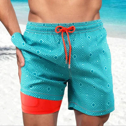 Bañador hombre doble capa con compresión y cordón playa
