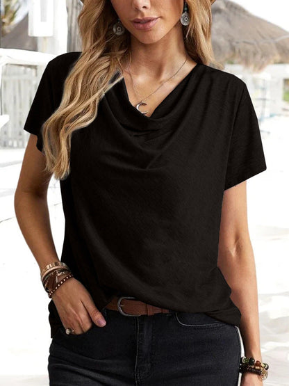Birdie | Camiseta fluida para mujer con cuello vuelto drapeado