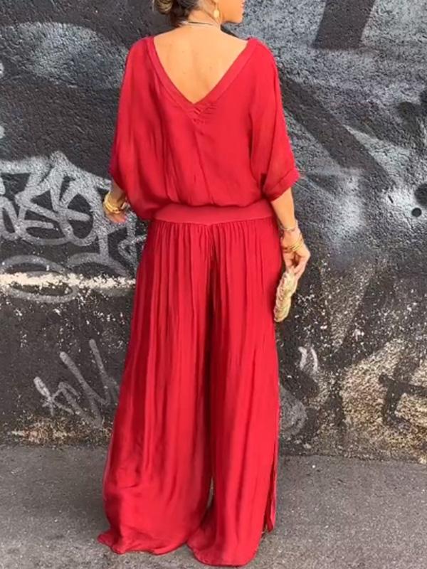 Adeline | Conjunto de dos piezas drapeado con pernera ancha