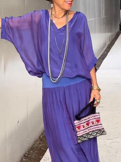 Adeline | Conjunto de dos piezas drapeado con pernera ancha