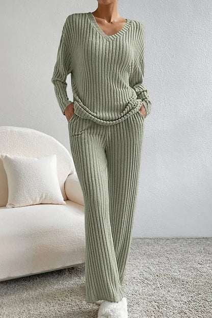 Callie | Conjunto de estar por casa de dos piezas en canalé para mujer
