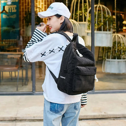 Mochila escolar unisex de pana para estudiantes, mochila para colegio con bolsillo frontal, bolsa escolar