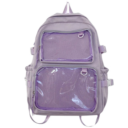 Mochila escolar Ita Bag rosa para mujer, mochila para colegio con bolsillos transparentes y gran capacidad