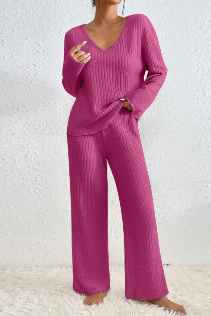 Callie | Conjunto de estar por casa de dos piezas en canalé para mujer