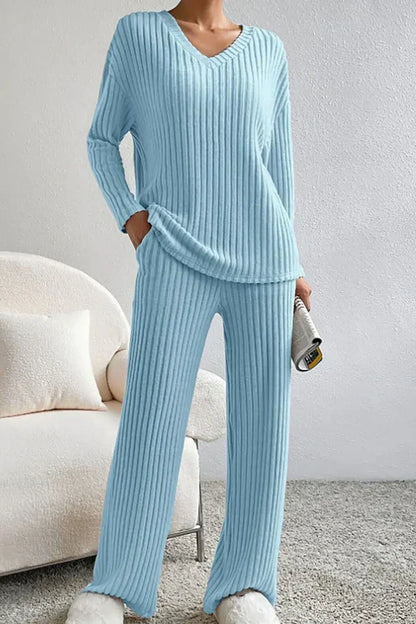 Callie | Conjunto de estar por casa de dos piezas en canalé para mujer