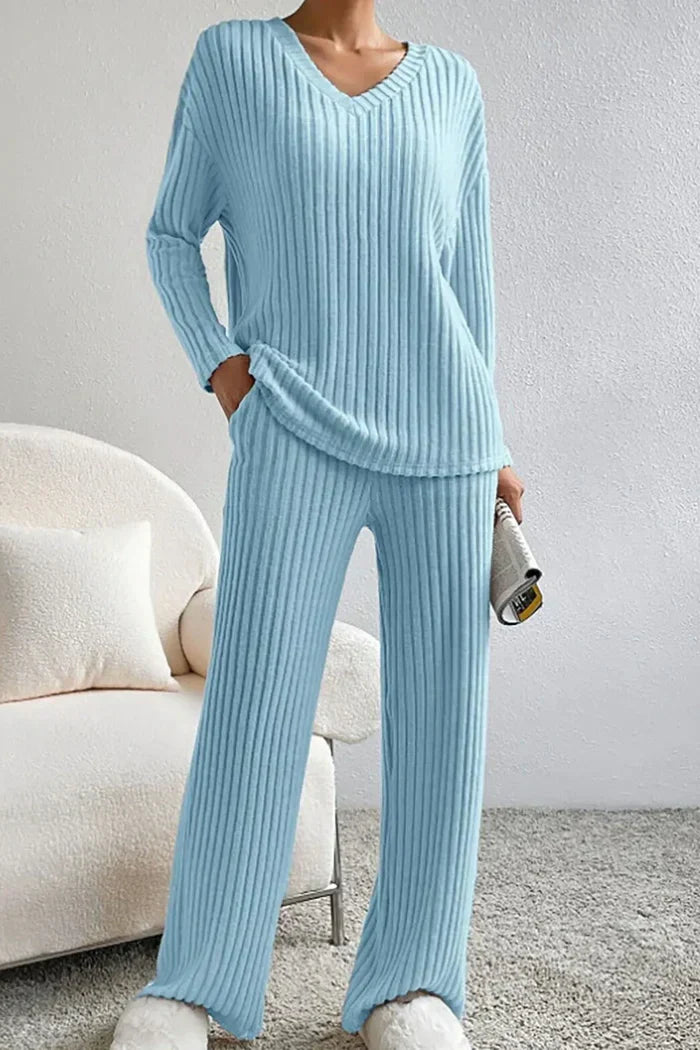Callie | Conjunto de estar por casa de dos piezas en canalé para mujer