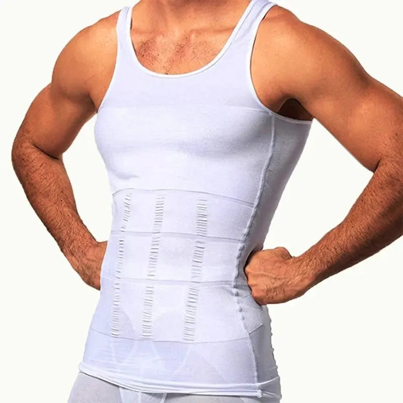 Camiseta compresiva hombre sin costuras para control abdominal