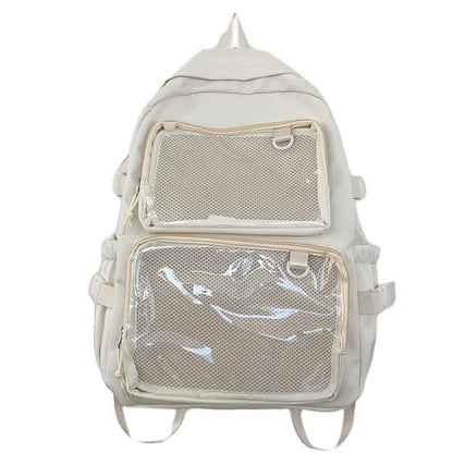 Mochila escolar Ita Bag rosa para mujer, mochila para colegio con bolsillos transparentes y gran capacidad