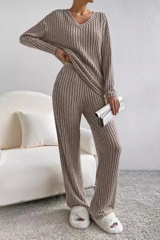 Callie | Conjunto de estar por casa de dos piezas en canalé para mujer