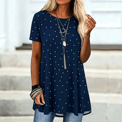 Blusa para mujer con estampado de lunares y corte en A