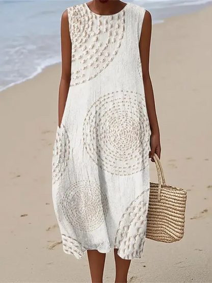 Allegra | Vestido midi bordado sin mangas