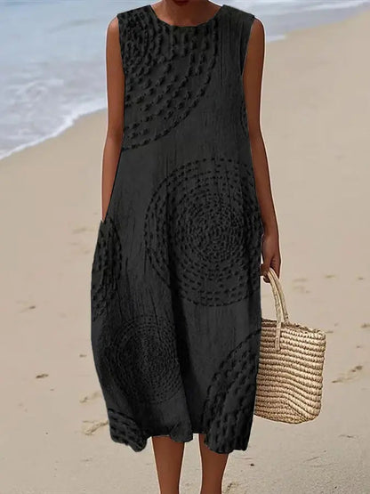Allegra | Vestido midi bordado sin mangas