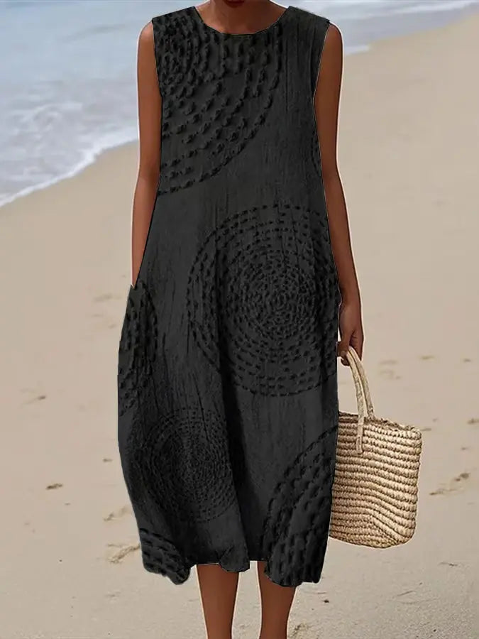 Allegra | Vestido midi bordado sin mangas
