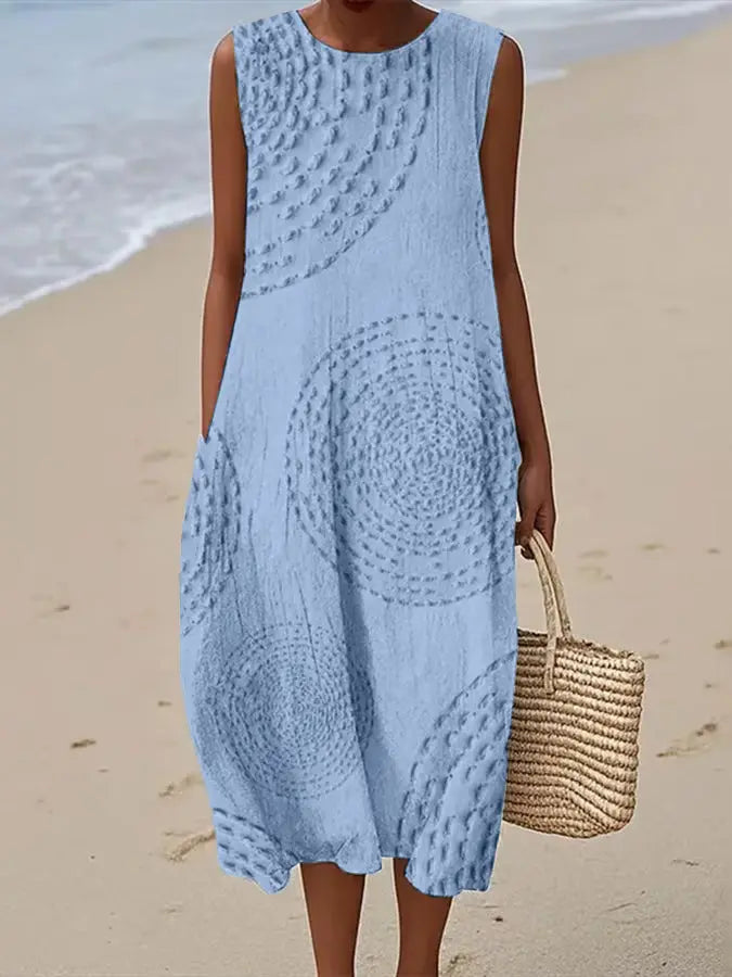 Allegra | Vestido midi bordado sin mangas