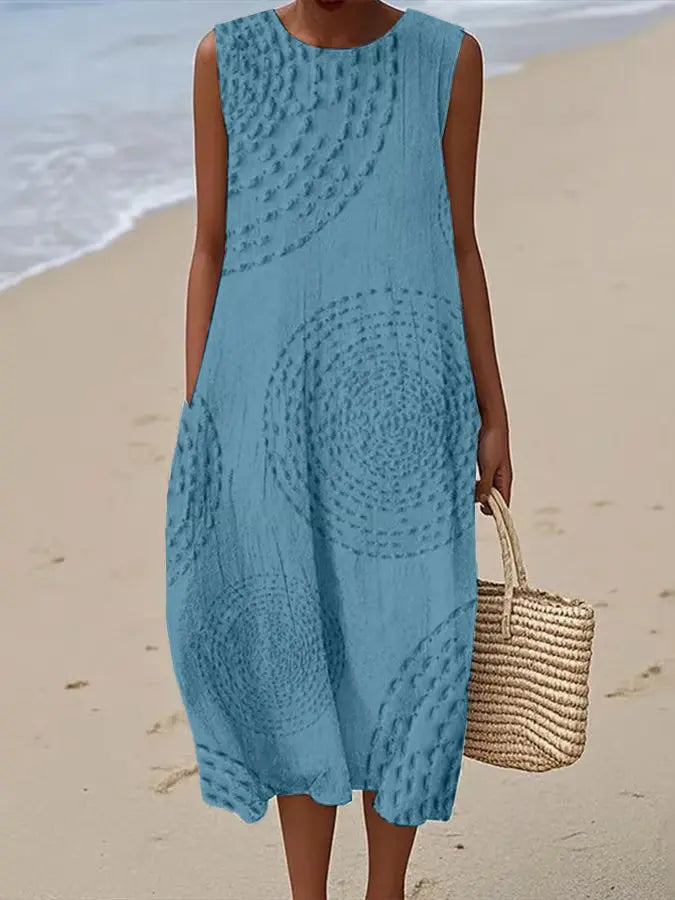 Allegra | Vestido midi bordado sin mangas