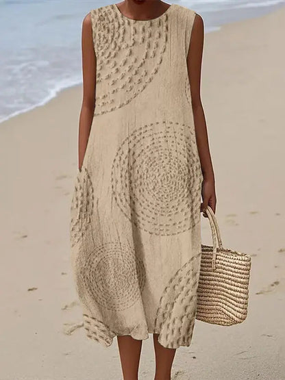 Allegra | Vestido midi bordado sin mangas