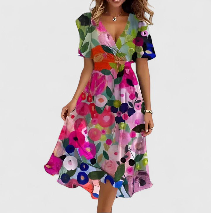 Anais | Vestido corto floral con mangas de volante