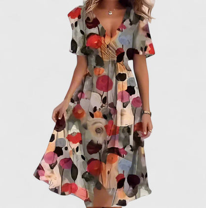 Anais | Vestido corto floral con mangas de volante