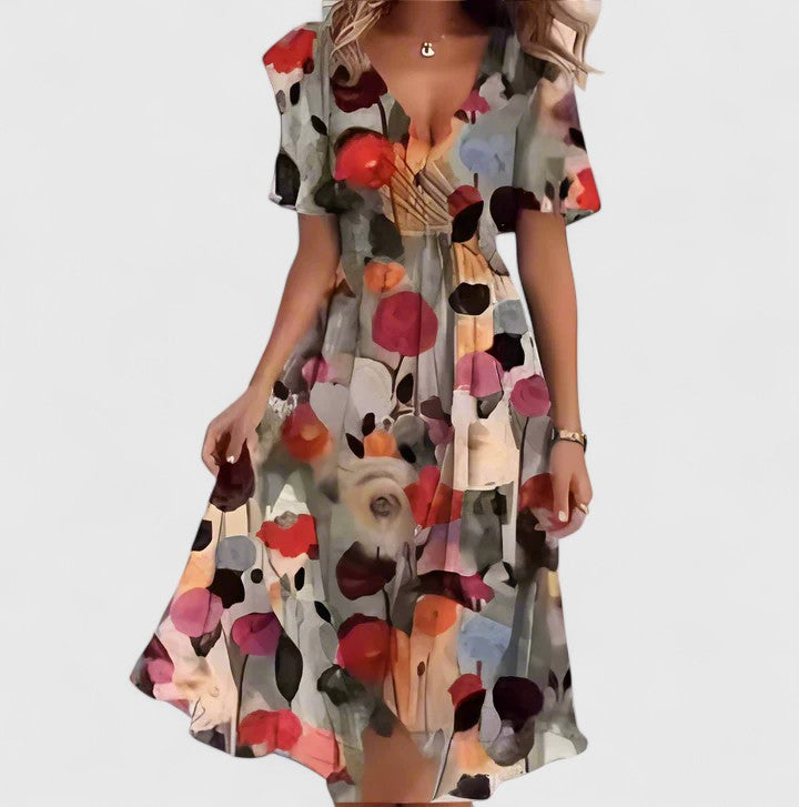 Anais | Vestido corto floral con mangas de volante