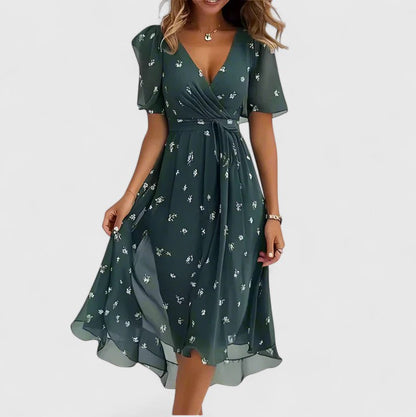 Anais | Vestido corto floral con mangas de volante