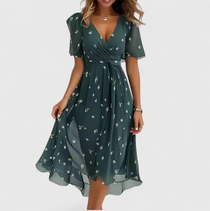 Anais | Vestido corto floral con mangas de volante