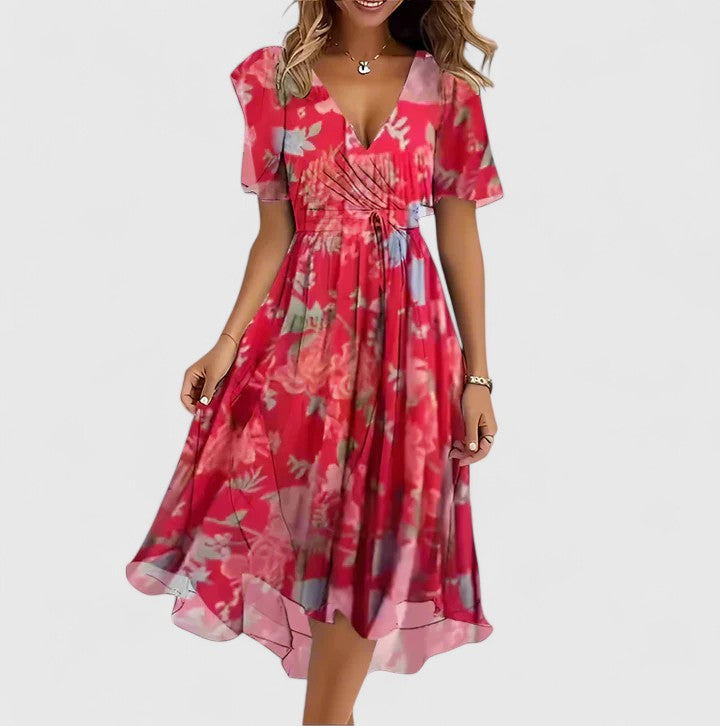 Anais | Vestido corto floral con mangas de volante