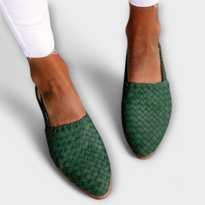 Mocasines trenzados de mujer con tacón abierto